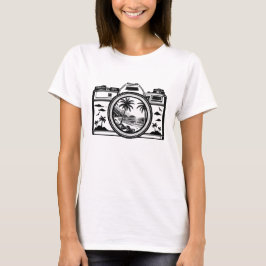 Camiseta Cámara de fotografía de playa de viaje  