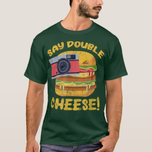 Camiseta Cámara de hamburguesa Cheeseburger dice doble ques
