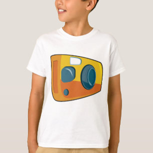 Camiseta Cámara Retro Amarilla de Punta y Disparo de Pelícu