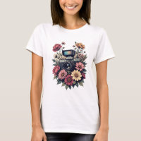 Cámara retro y arte floral