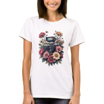 Cámara retro y arte floral