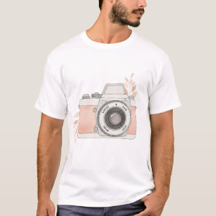 Camiseta cámara rosa vintage