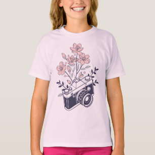 Camiseta Cámara vintage con flores - Fotografía floral