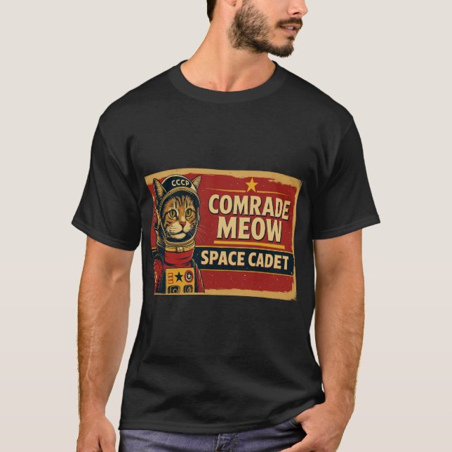 Camiseta Camarada Meow: Cadete espacial (Retro Viejo Soviét (Anverso)