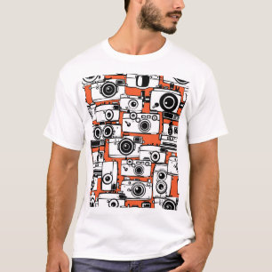 Camiseta Cámaras de cine antiguas, patrón sin fisuras.