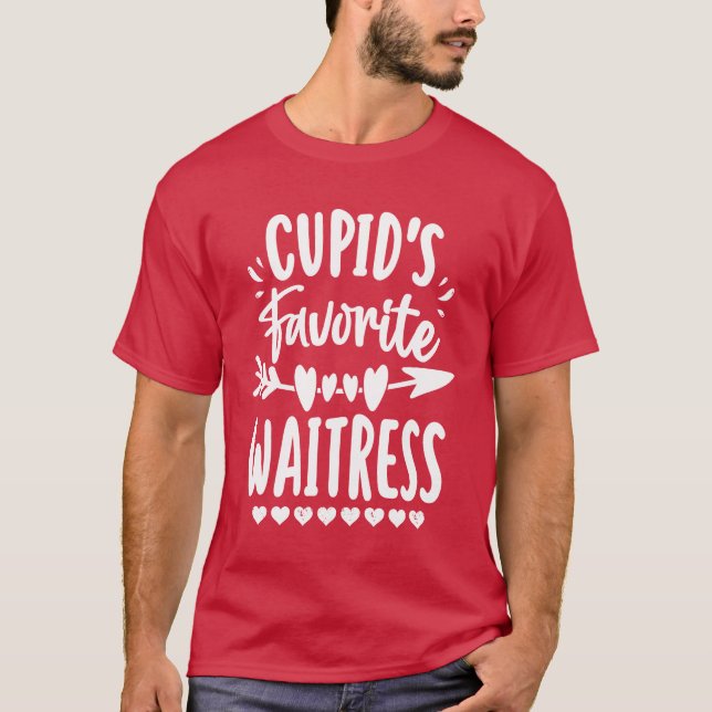 Camiseta Camarera Favorita Cupido Romance Parejas Hombres (Anverso)
