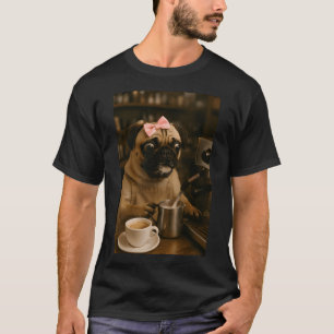 Camiseta Camarero Pug, Arte de Perro Lindo, Amante del Café