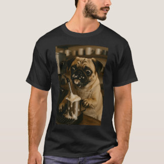 Camiseta Camarero Pug, Arte de Perro Lindo, Amante del Café