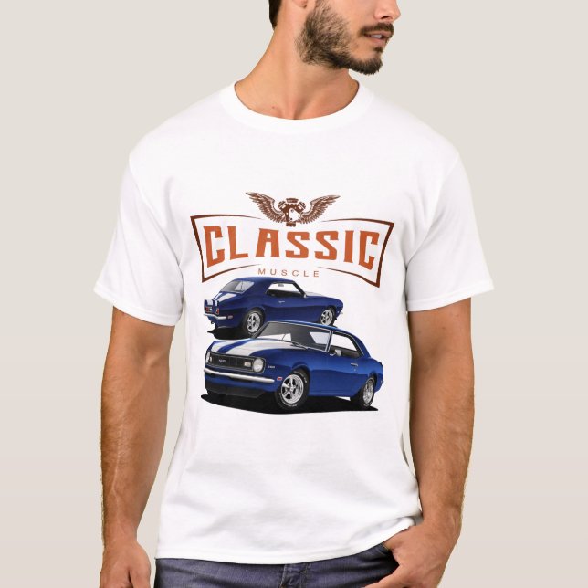 Camiseta Camaro azul clásico (Anverso)