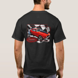 Camiseta Camaro con bandera a cuadros en tierra