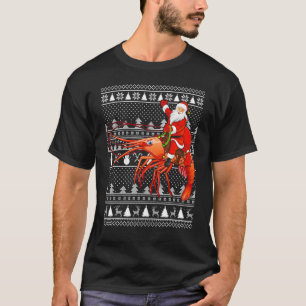 Camiseta Camarón Divertido Santa Montando Camarón Amante De