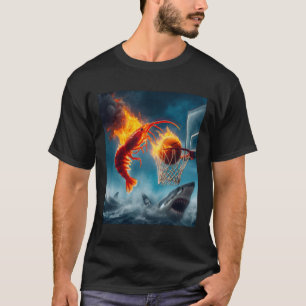 Camiseta Camarón zambulléndose en tiburón divertido meme de