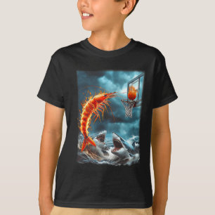 Camiseta Camarón zambulléndose en tiburones divertido meme
