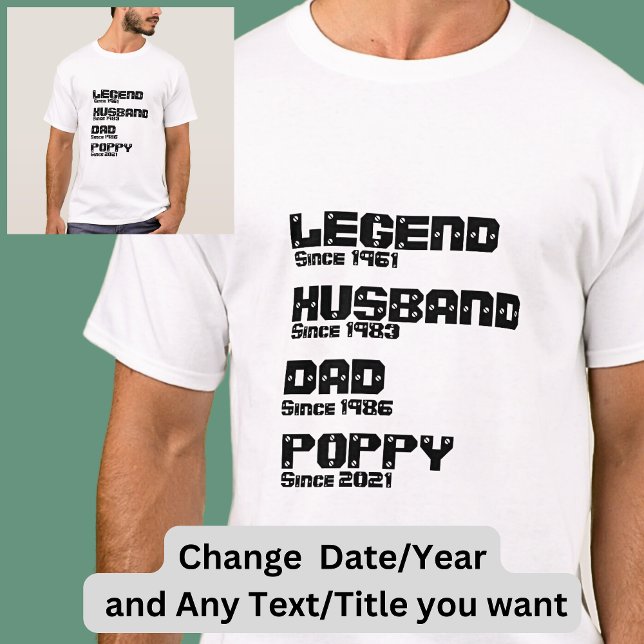 Camiseta Cambiar CUALQUIER Nombre Fecha Año Leyenda Marido  (Subido por el creador)