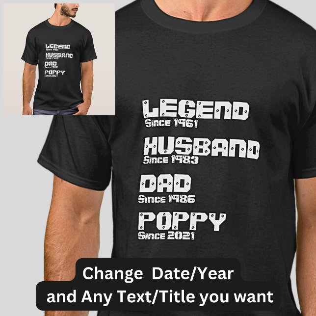 Camiseta Cambiar CUALQUIER Nombre Fecha Año Leyenda Marido  (Subido por el creador)