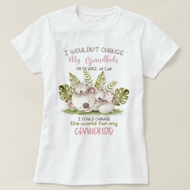 Camiseta Cambiar el mundo para mis nietos Koalas (Diseño del anverso)