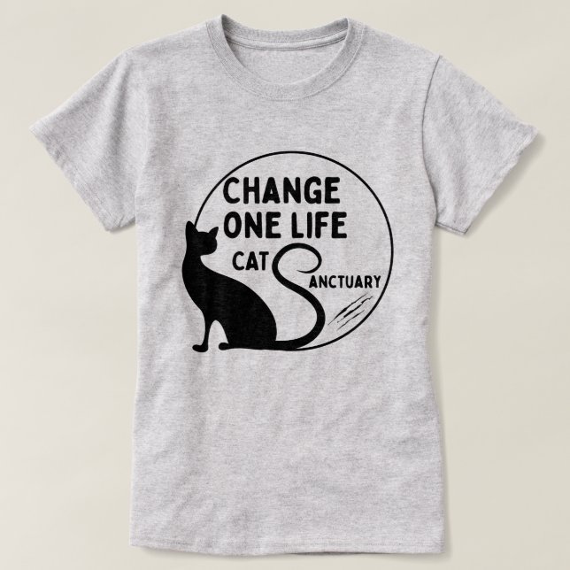 Camiseta Cambiar el santuario de un gato por vida (Diseño del anverso)