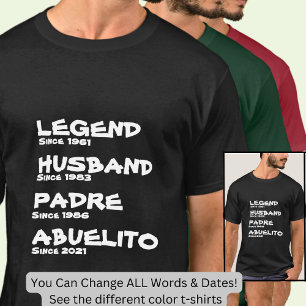 Camiseta Cambiar nombre fecha año de la leyenda Padre Abue