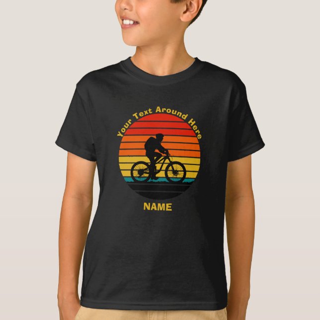 Camiseta Cambiar texto Añadir nombre retro bicicleta de pue (Anverso)