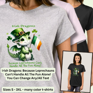 Camiseta Cambiar texto, dragones irlandeses, diversión de L