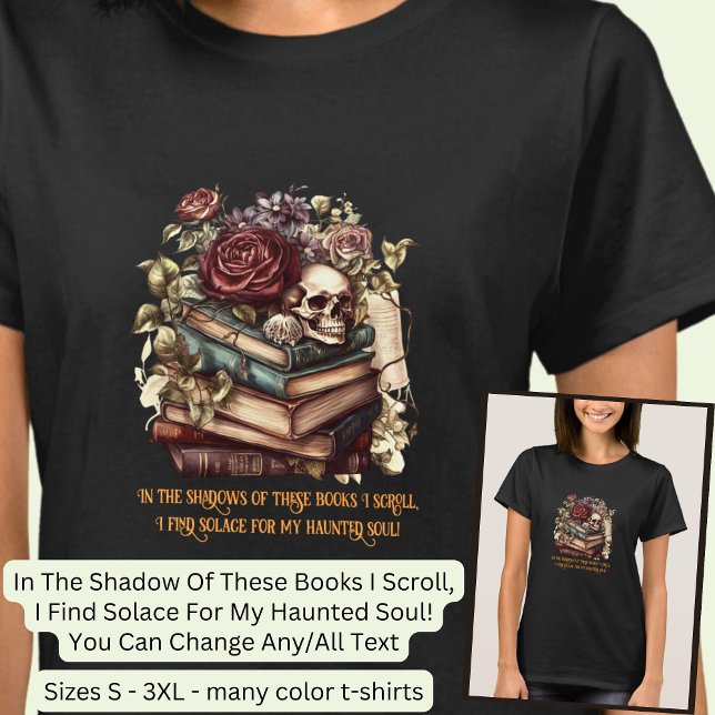 Camiseta Cambiar texto, libros góticos y citas de lector, n (Subido por el creador)