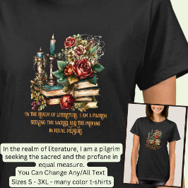 Camiseta Cambiar texto, libros y velas góticas, presupuesto