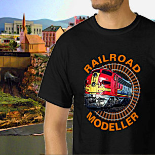 Camiseta Cambiar texto Modelador ferroviario rojo amarillo 