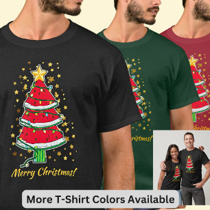 Camiseta Cambiar texto - Watermelon Christmas Tree Gold Sta