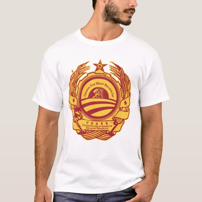 Camiseta ¡Cambie es obligatorio! Camarada Obama Spoof Shirt (Anverso)