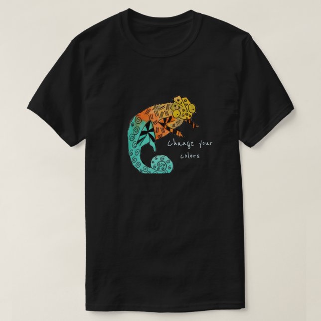 Camiseta Cambie su arte del reptil del camaleón del lema de (Diseño del anverso)
