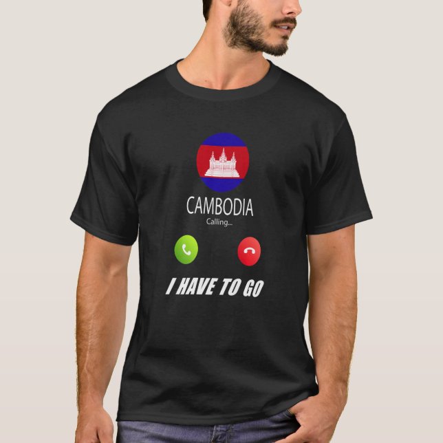 Camiseta Cambodia Flag Souvenir Cambodia Is Calling Is Call (Anverso)