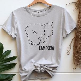 Camiseta Camboya Esquema del país Mapa de la línea camboyan