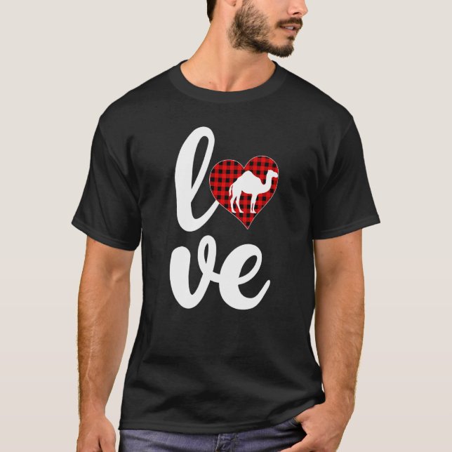 Camiseta Camel Funny Buffalo Plaid Love Camel Valentine D (Anverso)