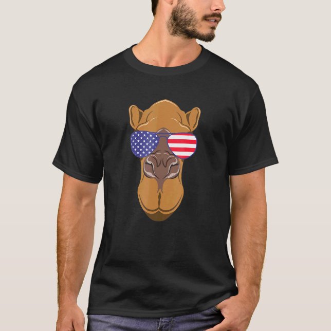 Camiseta Camel Guay con bandera de los Estados Unidos gafas (Anverso)