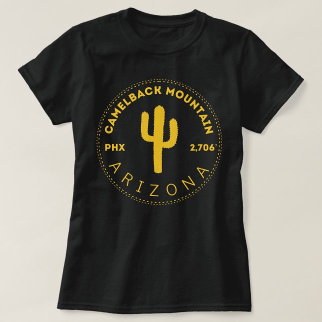 Camiseta Camelback Mountain AZ - Phoenix Arizona Gold Cactu (Diseño del anverso)