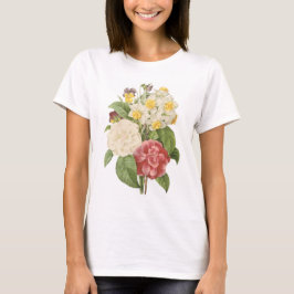 Camiseta camelia, narciso, pensamiento por Redouté
