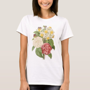 Camiseta camelia, narciso, pensamiento por Redouté