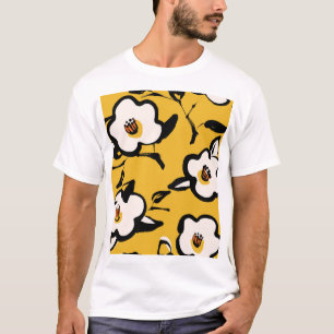Camiseta Camellia amarilla, cosmética floral de cosmética.