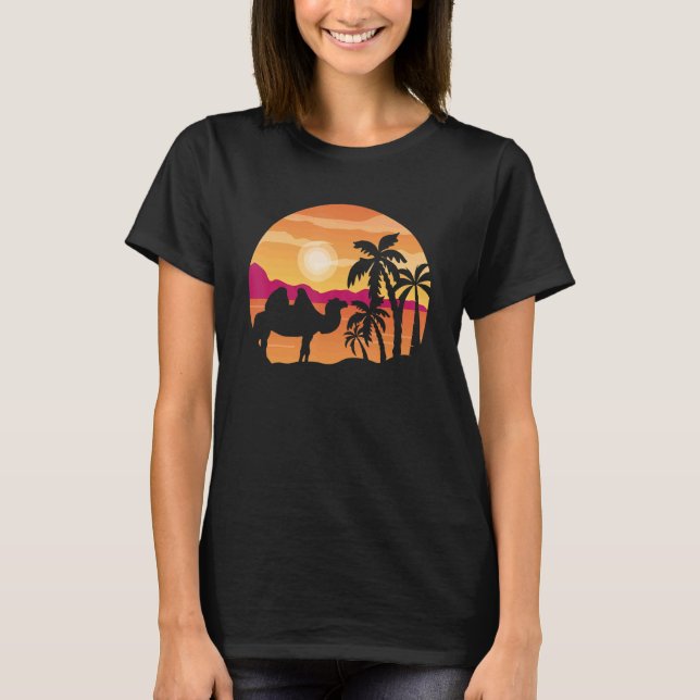 Camiseta Camello Arabian Camel Animal Sunset Palm Tree Came (Anverso)