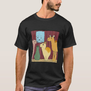 Camiseta Camello de gato y llama a imagen corta rara color 