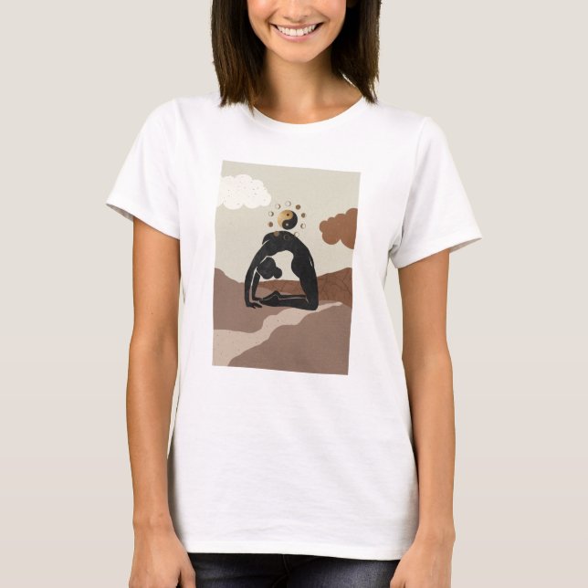 Camiseta Camello de yoga posar ustrasana yin yang fases de  (Anverso)