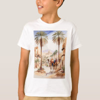 Camello Dromedary y la aldea desierta de Al Jazee