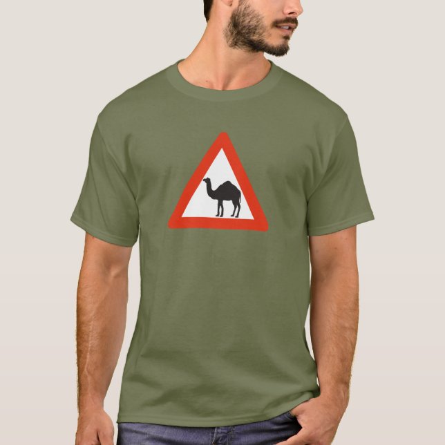 Camiseta Camellos de la precaución, señal de tráfico, (Anverso)
