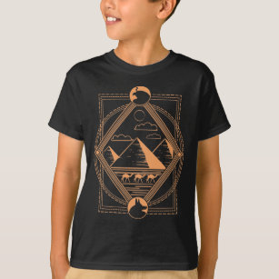 Camiseta Camellos piramidanos egipcios Anubis Horus Geometr