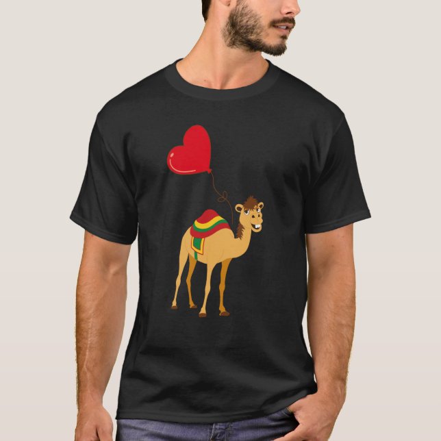 Camiseta Camels With Heart Balloon Valentines Day Love Boys (Anverso)