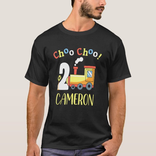 Camiseta Cameron Choo Choo Dos Tren Segundo Cumpleaños Turn (Anverso)