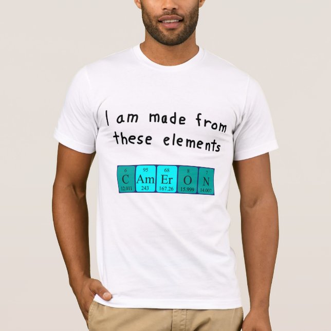 Camiseta Cameron nombre de tabla periódica (Anverso)