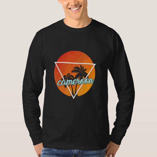 Camiseta Camerún Triángulo con forma de sol con palmas (Anverso)