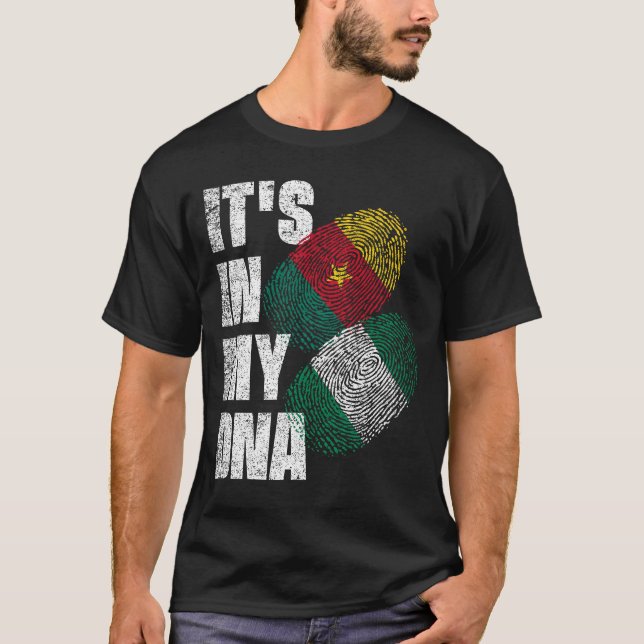 Camiseta Camerún Y Nigeria Mezclan Bandera Del Patrimonio D (Anverso)