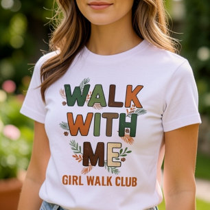 Camiseta Camina Conmigo Chica Camina Club Tipografía Floral